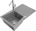 K&ouml;&ouml;givalamu koos kraaniga Mexen Cesar, graniit, 77.5 cm x 47 cm x 20 cm, grey+chrome v.