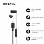 Juhtmega k&otilde;rvaklapid Sony IEREX15CB.CE7, must v.
