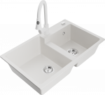 K&ouml;&ouml;givalamu koos kraaniga Mexen Tomas, graniit, 80 cm x 50 cm x 19 cm, valge