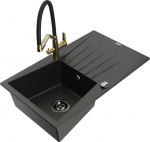 K&ouml;&ouml;givalamu koos kraaniga Mexen Cesar, graniit, 77.5 cm x 47 cm x 19 cm, metallic black/gold+black/gold