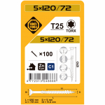 Puidukruvi, universaalsed Forte Tools, 5 x 120 mm, valge, 100 tk