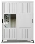 Riidekapp Kalune Design Fuga 140, valge v., 60 cm x 140 cm x 216 cm, peegliga
