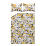 Voodipesukomplekt Domoletti Reine Flowers, kollane v./hall v., 50 x 70 cm, 200 x 220 cm, 3 tk