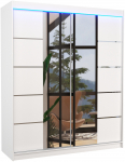 Riidekapp ADRK Traves LED, valge v., 58 cm x 180 cm x 200 cm, peegliga