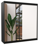 Riidekapp ADRK Della 200, valge v./must v., 58 cm x 200 cm x 215 cm, peegliga