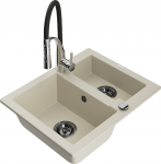 K&ouml;&ouml;givalamu koos kraaniga Mexen Carlos Beige+Black/Chrome, graniit, 58 cm x 47 cm x 17.7 cm, beež/beige+black/chrome