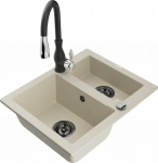 K&ouml;&ouml;givalamu koos kraaniga Mexen Carlos Beige+Black, graniit, 58 cm x 47 cm x 17.7 cm, beige+black