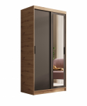 Riidekapp ADRK Hailey, tamm v./must v., 100 cm x 60 cm x 205 cm, peegliga