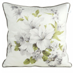 Dekoratiivpadjap&uuml;&uuml;r Flowers, valge/roheline, 45 cm x 45 cm