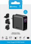 Reisilaadija Sandberg 441-71, USB Type A/Europlug/UK Plug/2 x USB Type C, must v., 100 W