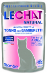 Kassi m&auml;rgtoit Monge LeChat Natural Pouches, mereannid/tuunikala, 0.08 kg