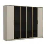 Riidekapp Kalune Design Luxe 7937, kuld v./valge v./tumehall v., 52 cm x 270 cm x 210 cm