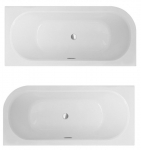 Vann, sisseehitatav Besco Avita Slim+, 150 cm x 75 cm x 41.5 cm, parempoolne, valge/kroom