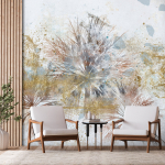 Fototapeet Artgeist Grey Palms - Plant Motif In An Abstract Composition With Patterns, 70 cm x 100 cm