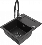 K&ouml;&ouml;givalamu koos kraaniga Mexen Enzo, vaik/graniit, 57.6 cm x 46.5 cm x 17.4 cm, h&otilde;be/must