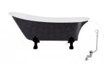 Vann, teisaldatav Besco Olaya Glam, 160 cm x 68 cm x 68 cm, ovaalne, must/kroom