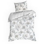 Voodipesukomplekt Spring PTE-215, sinine v./valge v./hall v., 70 x 80 cm, 140 x 200 cm, 2 os.