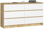 Kummut Akord Furniture Factory K140, valge v./artisan oak v., 77 cm x 138 cm x 40 cm