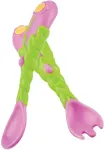 S&ouml;&ouml;giriistad Nuby Cutlery Flower, 18 kuud, plastik, roheline v./roosa v.