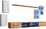 Sektsioonkapp ASM Switch XXV, valge v./puidu v., 280 cm x 40 cm x 150 cm