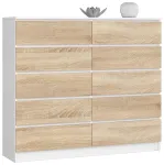 Kummut Akord Furniture Factory K140, valge v./sonoma tamm v./hele pruun v., 121 cm x 138 cm x 40 cm