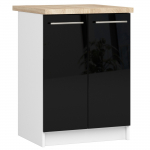 Alumine k&ouml;&ouml;gikapp Akord Furniture Factory Oliwia S60 2D, valge v./must v., 46 cm x 60 cm x 85 cm