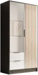 Riidekapp ADRK Neri 100, valge v./must v./pruunikas v., 100 cm x 51 cm x 200 cm, peegliga