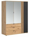 Riidekapp Vabres, tamm v., 150.5 cm x 56 cm x 195.5 cm, peegliga