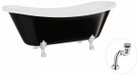 Vann, teisaldatav Besco Amelia B&W, 190 cm x 77 cm x 69 cm, ovaalne, valge/must