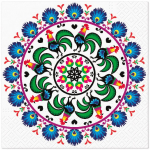 Pabersalvr&auml;tikud PAW Rooster Circle Folk, 33 cm x 33 cm, sinine v., 20 tk