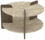 Kohvilaud Kalune Design Oalla, p&auml;hklipuu v./travertine v., 70 cm x 70 cm x 45 cm