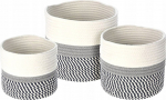 Korvide komplekt, esemete hoidmiseks Home Styling Collection Hamptons, valge v./must v./hall v., 21 x 21 x 23 cm