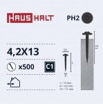 Isekeermestavad kruvid Haushalt DIN 14566, 4.2 mm x 13 mm, 500 tk