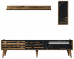Sektsioonkapp Kalune Design Valensiya 845HCT5347, must v./p&auml;hklipuu v., 45 cm x 180 cm x 35 cm, 3 tk