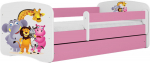 Lastevoodi Kocot Kids Babydreams Zoo, valge v./roosa v., 80 x 160 cm, ilma voodipesukastita, ilma madratsita
