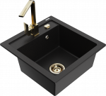 K&ouml;&ouml;givalamu koos kraaniga Mexen Vito, graniit, 49 cm x 52 cm x 21 cm, kuldne/must