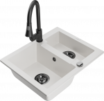 K&ouml;&ouml;givalamu koos kraaniga Mexen Carlos Elia, graniit, 58.2 cm x 47.5 cm x 17.7 cm, valge/must