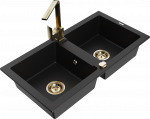 K&ouml;&ouml;givalamu koos kraaniga Mexen Mario Black+Gold, graniit, 82 cm x 43 cm x 16.1 cm, kuldne/must