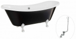 Vann, teisaldatav Besco Amelia B&W, 190 cm x 77 cm x 69 cm, ovaalne, valge/must