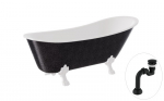 Vann, teisaldatav Besco Olaya Glam, 160 cm x 68 cm x 68 cm, ovaalne, valge/must