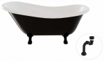 Vann, teisaldatav Besco Otylia B&W, 170 cm x 77 cm x 68.5 cm, ovaalne, valge/must