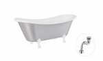 Vann, teisaldatav Besco Amelia Glam, 190 cm x 77 cm x 69 cm, ovaalne, valge/h&otilde;be