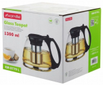 Teekann koos kurnaga Kamille 0779L, 1.3 l, l&auml;bipaistev v./must v.