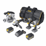 Juhtmevaba t&ouml;&ouml;riistakomplekt koos akuga Grunder CD-B0A18+CS-L1118+CW-B1218E+AG-B0218, 18 V, 4 Ah