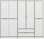 Riidekapp Kalune Design Elina, valge v./puidu v., 52 cm x 232 cm x 208 cm