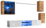 Sektsioonkapp ASM Switch XXIII, tamm v./valge v./hele pruun v., 250 cm x 40 cm x 140 cm