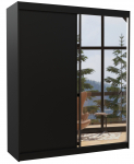 Riidekapp ADRK Viki 180, must v., 58 cm x 180 cm x 215 cm, peegliga