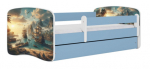 Lastevoodi Kocot Kids Ship, sinine v./valge v., 80 x 180 cm, ilma voodipesukastita, madratsiga