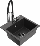 K&ouml;&ouml;givalamu koos kraaniga Mexen Milo Black granite+Black/Chrome, graniit, 43 cm x 41 cm x 17.1 cm, black granite+black/chrome