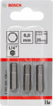 Kuusnurksete peade komplekt Bosch 2607001730, 25 mm, 1/4", &Oslash;8 mm